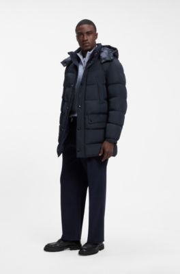 Long-length padded jacket, Dark Blue