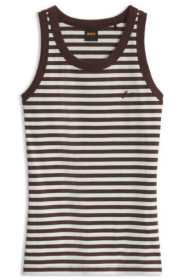 Striped-cotton top, Patterned