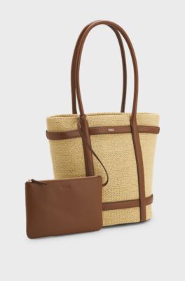 Woven tote bag, Beige