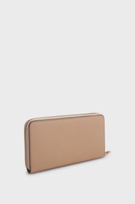 Ziparound leather wallet, Beige