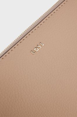 Ziparound leather wallet, Beige