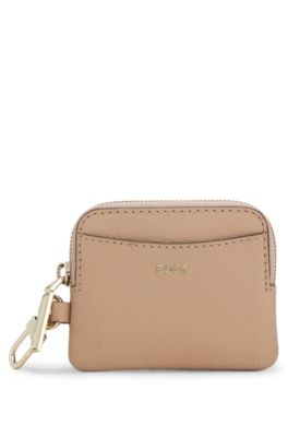 Leather card holder, Beige