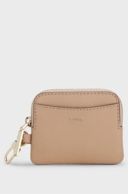 Leather card holder, Beige