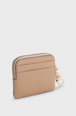 Leather card holder, Beige