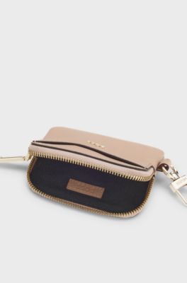 Leather card holder, Beige