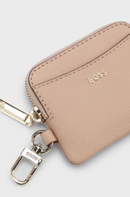 Leather card holder, Beige