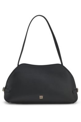 Logo-trim shoulder bag, Black