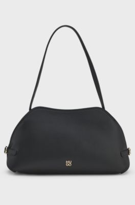 Logo-trim shoulder bag, Black