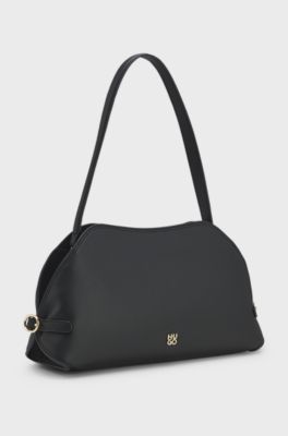 Logo-trim shoulder bag, Black