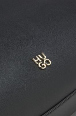 Logo-trim shoulder bag, Black