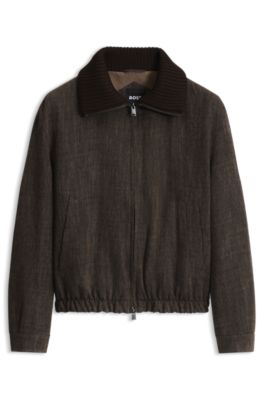 Wool-blend bomber jacket , Brown
