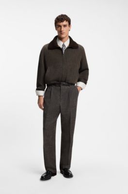 Wool-blend bomber jacket , Brown
