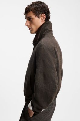 Wool-blend bomber jacket , Brown