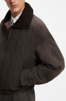 Wool-blend bomber jacket , Brown