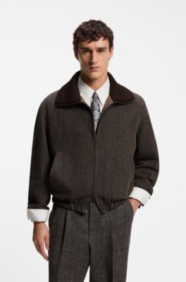 Wool-blend bomber jacket , Brown