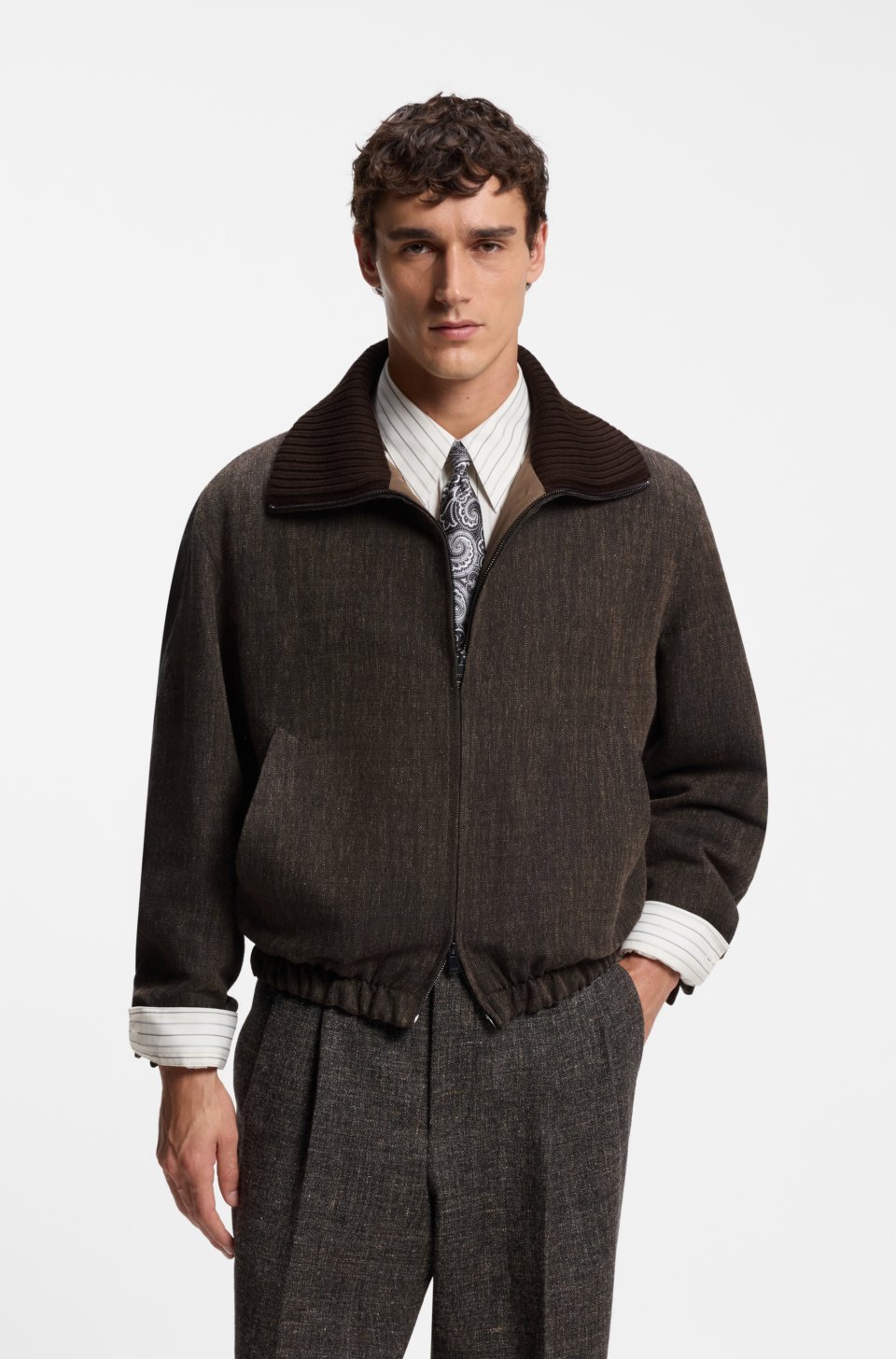 Wool-blend bomber jacket