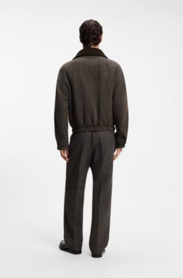 Wool-blend bomber jacket , Brown