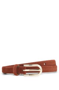 Slim suede belt, Brown