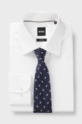 Silk tie with all-over print, Dark Blue