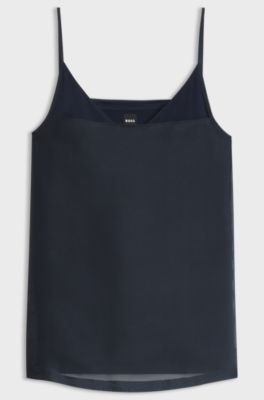 Double-layer silk top, Dark Blue