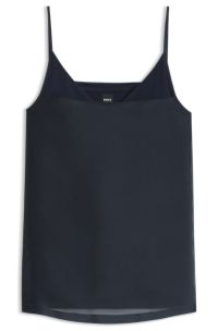 Double-layer silk top, Dark Blue