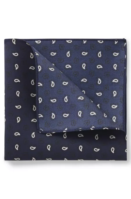 Patterned pocket square in pure silk