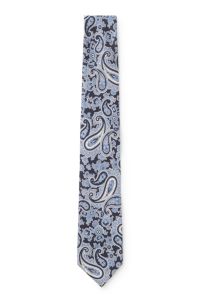 Pure-silk tie with paisley print, Blue Patterned