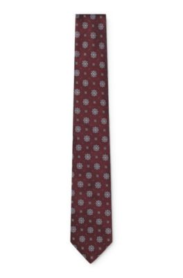 Patterned silk tie, Dark Blue