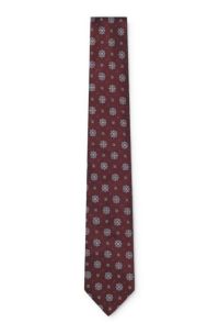 Zijden stropdas met dessin, Donkerblauw