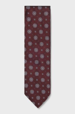 Patterned silk tie, Dark Blue