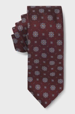 Patterned silk tie, Dark Blue