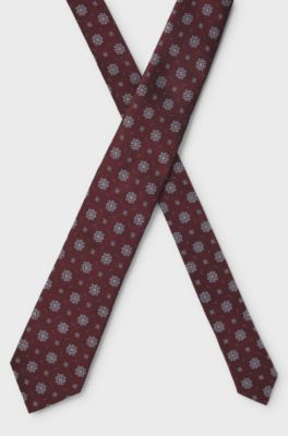 Patterned silk tie, Dark Blue