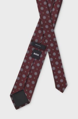 Patterned silk tie, Dark Blue
