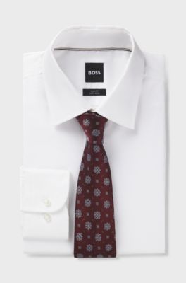 Patterned silk tie, Dark Blue