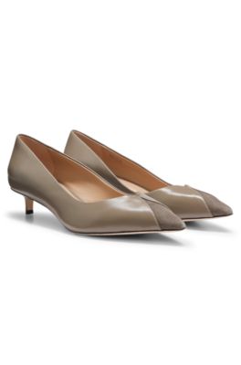 Classic slip-on court shoes for formalwear, Taupe