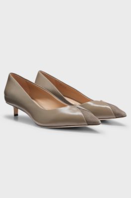 Classic slip-on court shoes for formalwear, Taupe