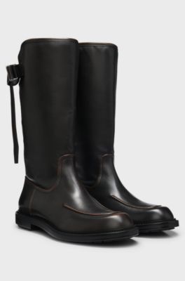 Leather boots, Black