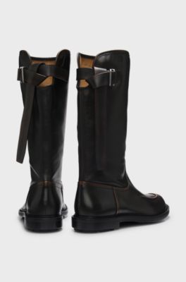 Leather boots, Black