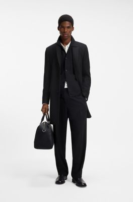 Virgin-wool-blend coat, Dark Grey