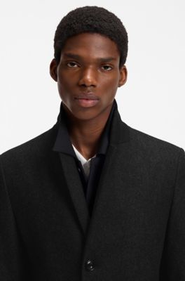 Virgin-wool-blend coat, Dark Grey