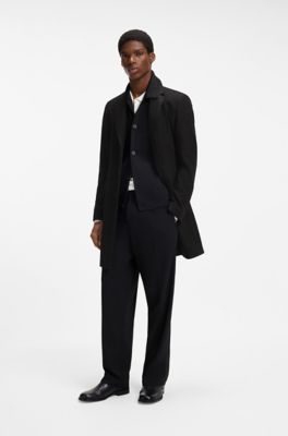 Virgin-wool-blend coat, Dark Grey