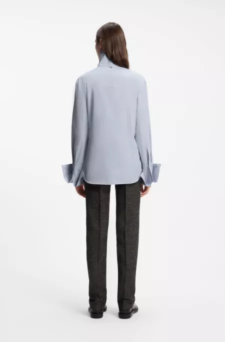 High-neck cotton blouse