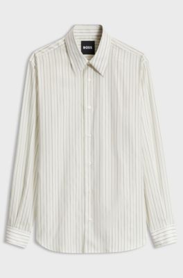 Chemise Slim en coton, Rayures grises
