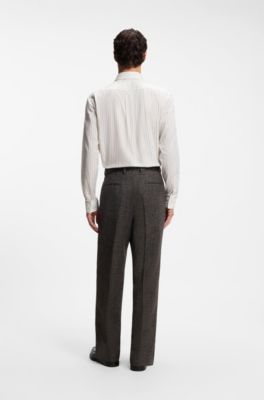 Slim-fit cotton shirt, Grey Stripes