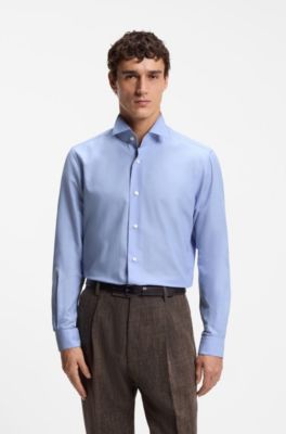 Slim-fit cotton shirt, Light Blue