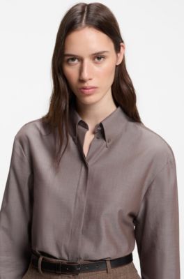 Cotton blouse, Taupe