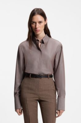Cotton blouse, Taupe