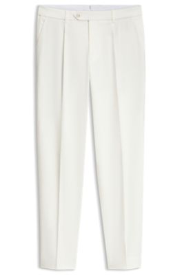Tapered cotton-blend trousers, White