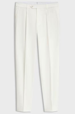 Tapered cotton-blend trousers, White
