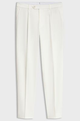 Tapered cotton-blend trousers, White